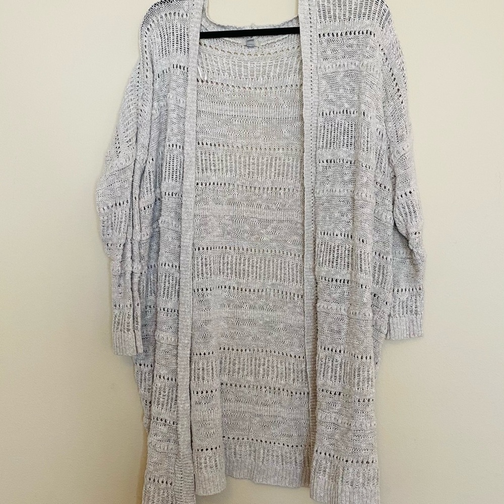 Long Length 3/4 Sleeve Crochet Cardigan